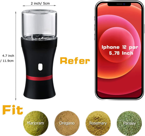 Electric Herb Grinder COMPACT Size, Fast Grinding for Flower Buds, Updated 6 Blades Spice Grinder, USB-Rechargeable Electric Grinder with 2 x 1.7o...