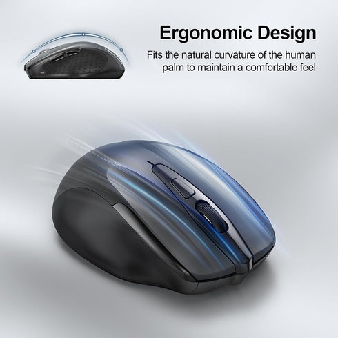TECKNET Wireless Mouse (2.4G & BT5.0/3.0) Silent Mouse 4800 DPI Computer Mouse 6 Buttons Bluetooth Mouse, USB A Mouse Wide Compatibility - Grey...