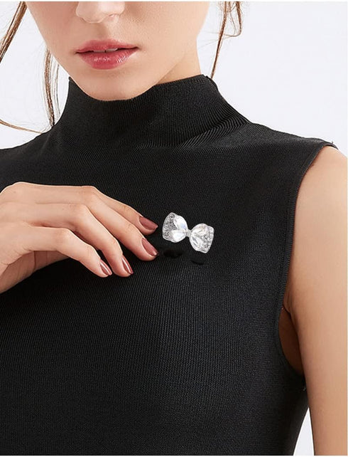 Rhinestone Butterfly Bowknot Brooch Pin for Women Girls Fashion Cute White Crystal Birthstone Brooches Lapel Pins Delicate Dress Accessories Easte...