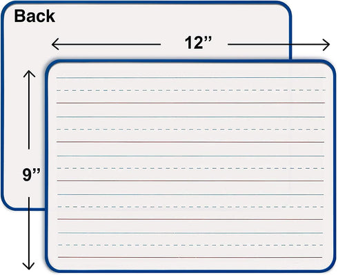Magnetic Dry Erase Board, Double Sided 9" x 12" Small White Board, Ruled - Blank Blue Framed Mini Dry Erase Board, Portable Whiteboard for Kids, G...