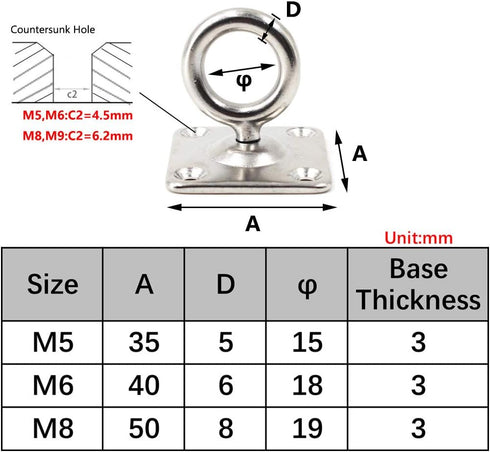 M5 Swivel Ceiling Mount Hook Heavy Duty 304 Stainless Steel for Yoga Swing Boat Rigging Marine Deck Hardware(4PCS)...