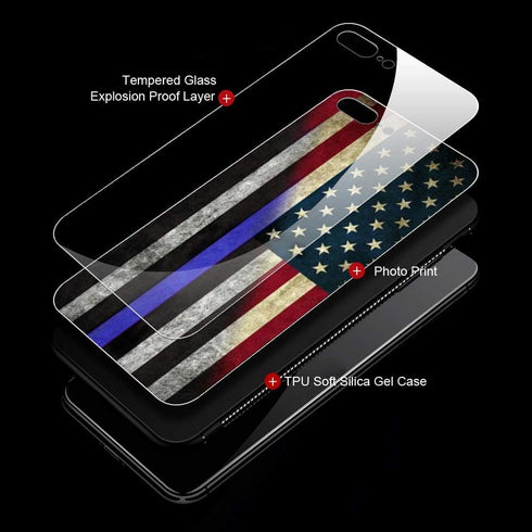 Compatible with iPhone SE 2022/2020/7/8 Case - Thin Blue Line American Flag Pattern with Soft TPU Bumper Protection...