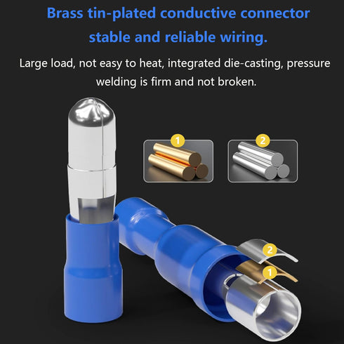 smseace 100Pcs Blue Bullet Connectors 16-14AWG Bullet wire connectors Female&Male Bullet Butt connector for Automotive Boat Stereo Industrial equi...