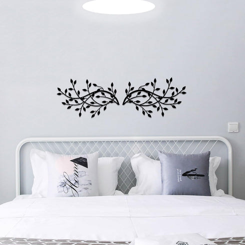 2 Pieces Metal Tree Leaf Wall Decor Vine Olive Branch Leaf Wall Art Wrought Iron Scroll Sculptures Home Decor Above The Bed,Branches Hanging Wall ...