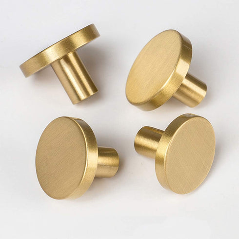 RZDEAL Cabinet Knobs Solid Brass Round Dresser Drawer Knobs and Pulls Simple Decorative Kitchen Cabinet Door Handles (4Pcs, 1.1"x0.78")...