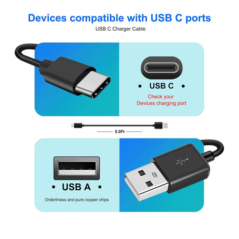 5ft USB-C Charger Cord Charging Cable Compatible with Barnes & Noble Nook GlowLight 4 (2021) / Nook GlowLight 4e (2022) 6"/ Nook Glowlight 4 Plus ...