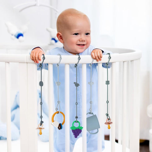 6-Pack Baby Toy Straps, Silicone High Chair & Stroller Straps, Toddler Bottle & Car Seat Accessories, Baby Travel Essentials with Pacifier Clips...