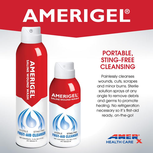 AMERIGEL - Saline Wound Wash - First Aid Cleansing Solution - Advanced Skin and Wound Care - 7.1 Oz....