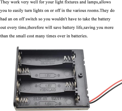 HAHIYO 6V AA Battery Holder Bundle with Wire Sturdy Cover Flexible Springs Contact Build-in Switch Batteries Black Case Easy Install 3 Pieces for ...