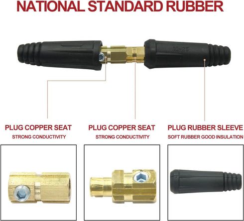 Welding Cable Joint Quick Connector Pair DINSE-Style 100Amp-200Amp (#6-#4) 10-25 SQ-MM 2-Set...