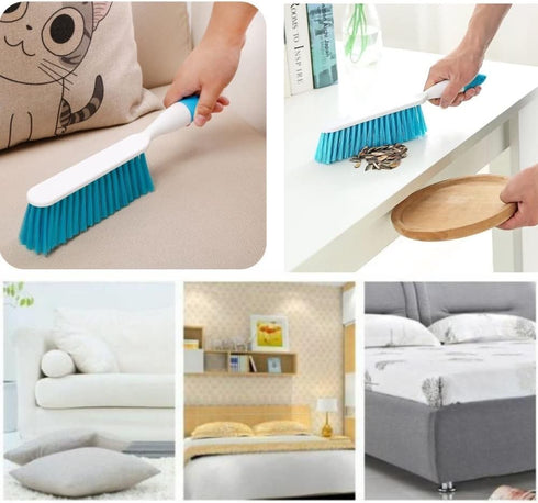 Soft Bristle Bed Sheets Sweeping Cleaning Brush with Long Hand, Counter Duster for Debris Hair Remover Desk Quilt Sofa Furniture, 3 Pack...