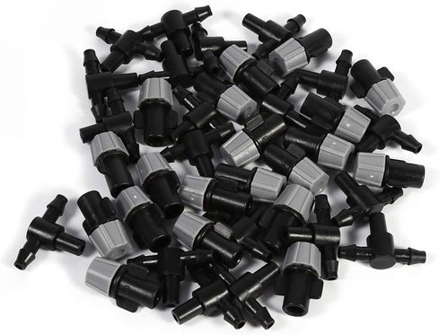 20pcs 3 Way Atomizing Nozzle, Adjustable Misting Drippers Connector Emitter Drip System with 4/7 Joint for Patio Lawn Greenhouse Vegetable Irrigat...