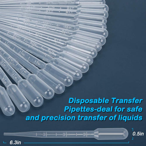 300PCS Transfer Pipettes - Plastic Disposable, 3ml Calibrated Pipette Dropper for and Science Laboratory...