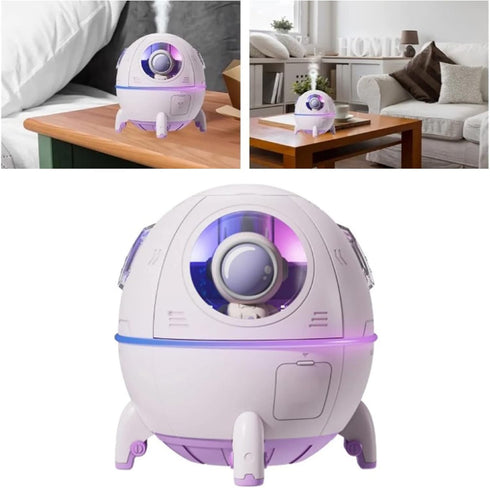 Cool Mist Humidifiers, Mini USB Humidifier, Cute Spaceship Shaped Humidifier Portable Household Ambient Light Humidifier US Plug 110V Purple...