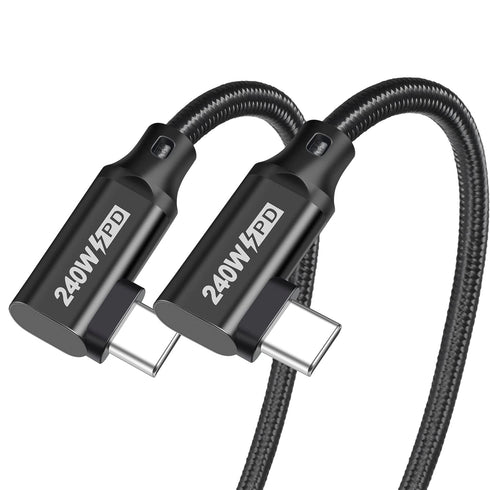 240W USB C to USB C Cable 10FT,PD 3.1 Type C to C 5A Fast Charging Cable Right Angle for MacBook Pro/Air, iPad Pro12.9/11/Air,iPhone15/15Pro/15Plu...