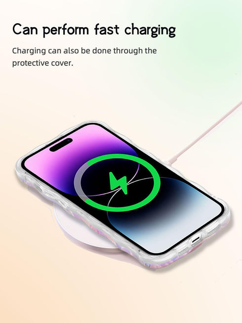 Case for iPhone 14 Pro Max - Vivid Retro Oil Painting, Flower Laser Glossy Pattern, Cute Curly Wave Edge - Exquisite Stylish Durable TPU Protectiv...