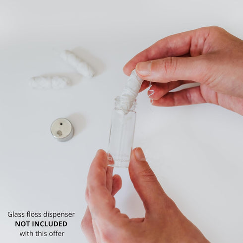 Unflavored Compostable Dental Floss Refills | Pack of 5 x 33yds Organic Peace Silk Spools | for a Refillable Glass & Stainless Steel Holder | Waxe...