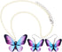 Acrylic Purple Butterfly Jewelry Set Cute Monarch Butterfly Earrings Necklace Charms Insect Dangle Pendant Ornament Gifts for Women...