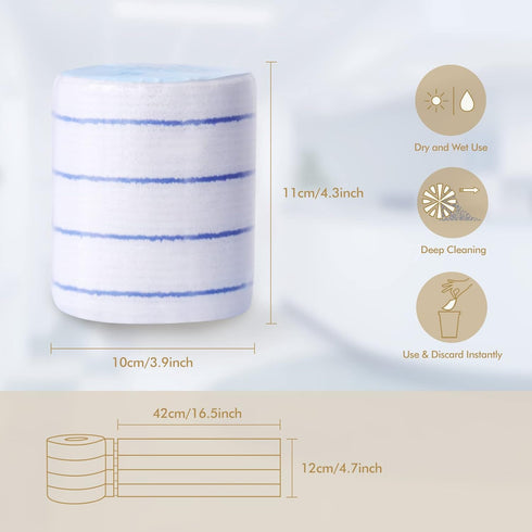 DrDirt Disposable Microfiber Mop Pads - 15 Sheets/Roll, 16.5 x 4.7 Inches, Replacement Refills for Flat Mops - Ideal for Home, Office, Restaurant,...