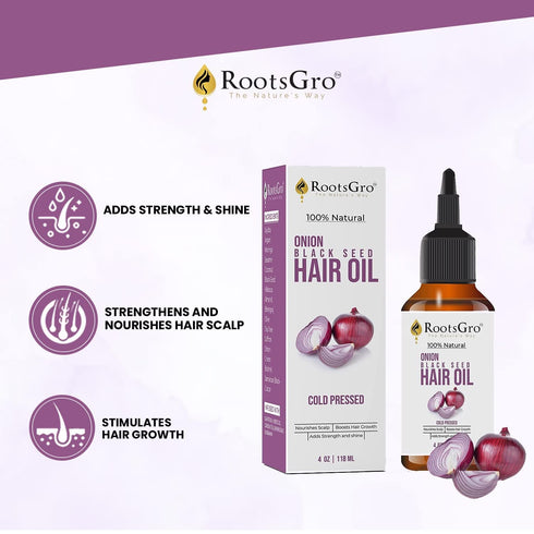 100% Natural Onion Black Seed Oil, Cold Pressed and Blend of More Than 15 Oils - Strengthens and Nourishes Hair Scalp | 4 ounce...