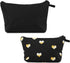Set of 2 Hearts Makeup Travel Bags for Women Girls, Small Cute Cosmetic Storage Pouch, Toiletry Organizer, Black, 2 Sizes...