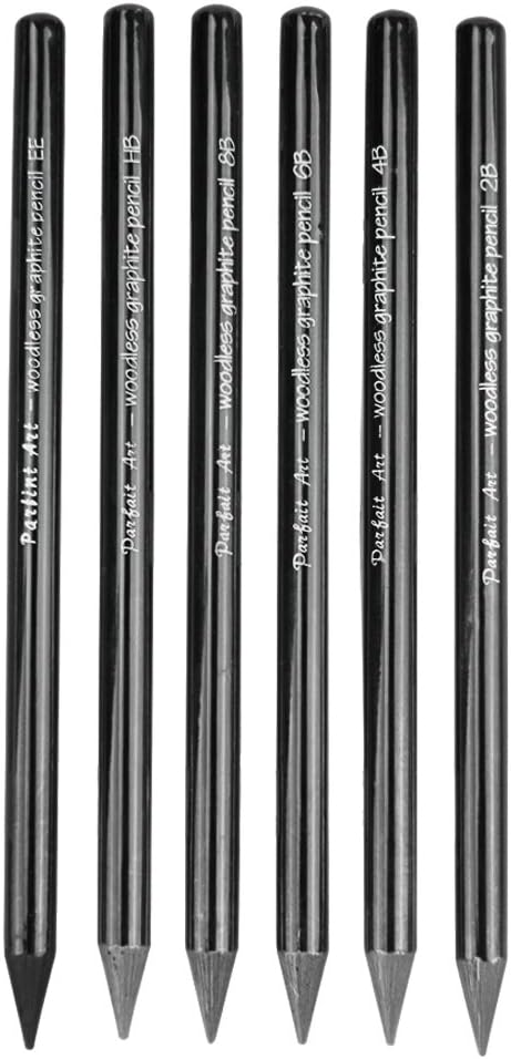 6pcs Woodless Pencil Set - Graphite Pencil HB 2B 4B 6B 8B EE for Drawing, Writing, Shading, Coloring, Soft Pencil No Wood, Gift for Artist, Hobbyi...