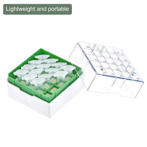 YOKIVE Freezer Tube Box, PP Holder Rack for 1.8/2ml Centrifuge Tubes | Fixed Sample Tube, Great for Lab and Scientific Institutes (25 Places, Gree...