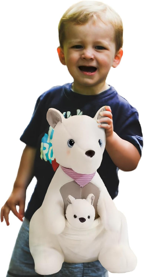 Kangaroo Stuffed Animal Plush Doll - Mother Kangaroo with Removable Child Kangaroo Plushies, Adorable Plushie for Ages 3 and Up, Ideal Gift for To...