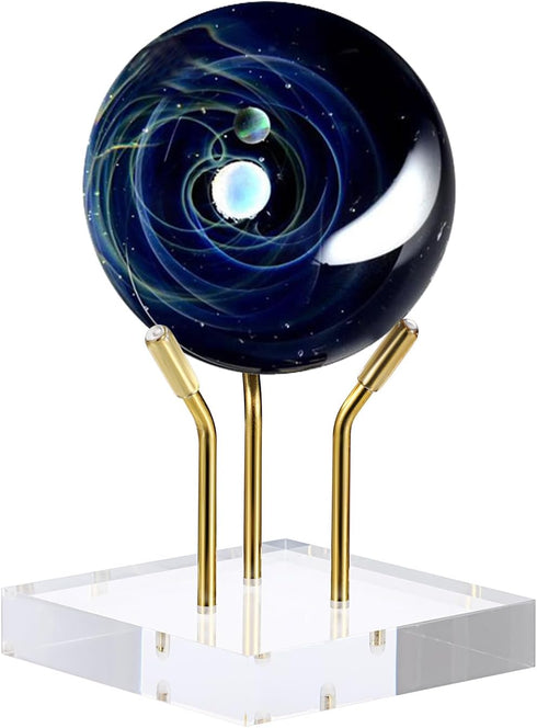 Hipiwe Gold Metal Arm Display Stand Easel with Acrylic Base Decorative Display Easel Holder for Sphere Crystal Ball Eggs Mineral Geodes Rock Seash...