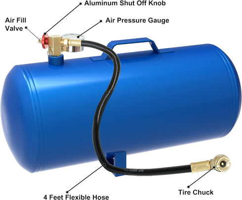 Hromee Air Tank Repair Kit w/Safety Valve, Pressure Gauge and 4 Feet Air Tank Hose Assembly kit for Portable Carry Tank...