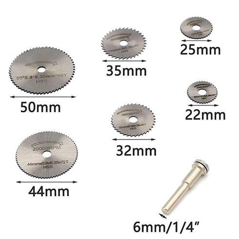 14Pcs Circular Saw Disc Set, HSS Saw Discs Wheel Cutting Blades with 1/4" Shank Mandrel for Dremel Rotary Tools (22mm, 25mm, 32mm, 35mm, 44mm, 50m...