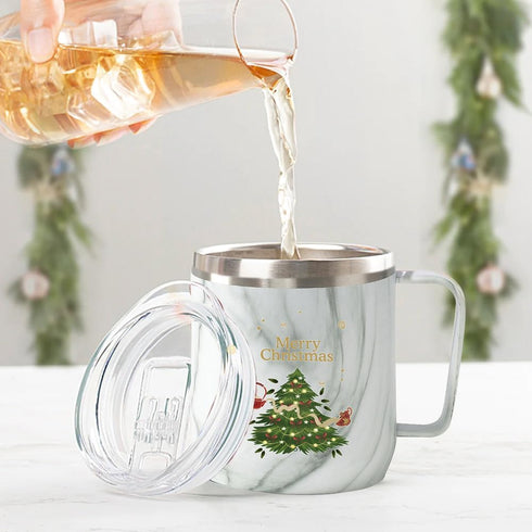VAHDAM Christmas Mug, Christmas Gifts For Women, Men & Adults | Stainless Steel, Vacuum Insulated Coffee Mug with Lid - 10 oz | Christmas Gifts 20...