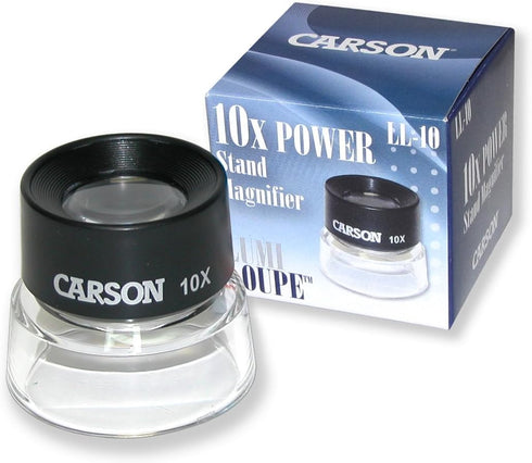 Carson LumiLoupe 10X Power Stand Magnifier (LL-10), Black/Clear...