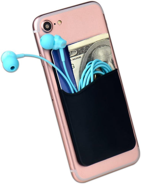 Cell Phone Card Holder for Back of Phone Case. Silicone Stick On Pocket Wallet for iPhone, Android & Other Flat Surfaces, Great for Credit Cards, ...