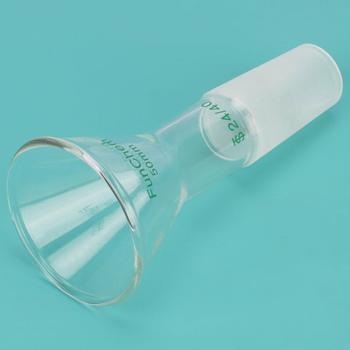 Glass Short Stem Powder Funnel with O.D. 50 mm at Top, Durable Borosilicate Glass Filter with 24/40 Inner Joint...