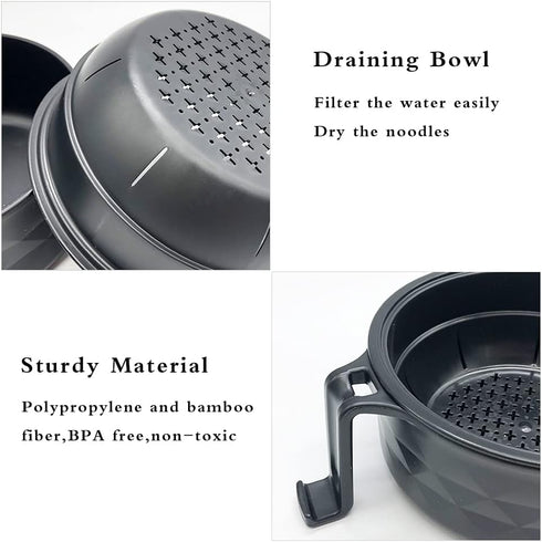33oz Microwave Ramen Cooker,Ramen Bowl Set,Instant Noodles Bowl with Chopsticks,Rapid Ramen Cooker with Handles for College Dorm Room Apartment Es...