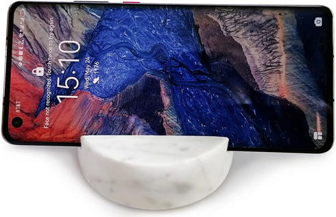 Luxurious Marble Cell Phone Stand Holder for Cellphone Tablet On Desk, Countertop, Table, Nightstand. Heavy Solid Real Stone Mobile Phone Stands...