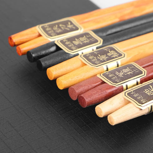 Wooden Chopsticks Reusable Japanese Style 5-Pairs Set of Natural Wood Chopsticks Gift Iron sword style 8.86 Inch...