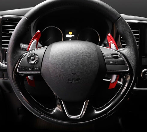 iJDMTOY Sports Red CNC Billet Aluminum Large Paddle Extensions Compatible With Mitsubishi 2008-2016 Lancer Evolution Evo X 10 Outlander, etc...