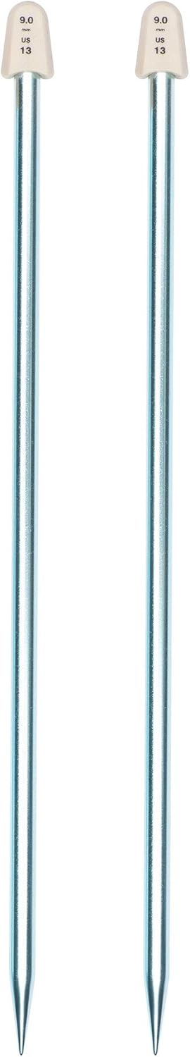 Susan Bates 11114-13 14-Inch Silvalume Single Point Knitting Needle, 9mm, Blue......