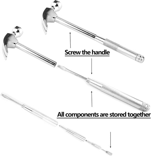 6-in-1 Metal Multifunction Hammer & Screwdriver Hand Tool Set Including Cross & Flat Screwdriver for Opening Walnuts, Wall Hanging, Nice Little Gi...