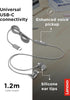 Lenovo - 300 Wired in-Ear USB-C Headphones - in-Line Microphone - USB-C Connectivity - Play & Pause Button - 3 Sizes Silicone Ear Tips Included, G...