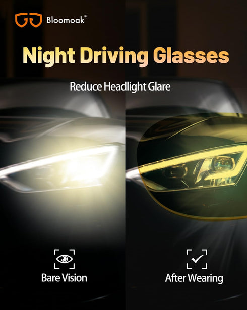 B BLOOMOAK Night Driving Glasses, Polarized Sports Night Vision Glasses - Anti glare, UV 400 Protection, Ultra Light...
