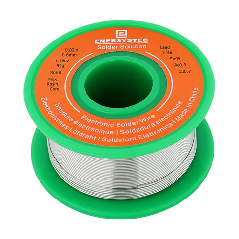 Solder Wire Rosin Core No Lead Electrical Solder Wire Thin 0.6mm 50g Fine Solder with Flux 2.5 PB Free Sn99 Ag0.3 Cu0.7 Flow 0.11lb Electronics So...