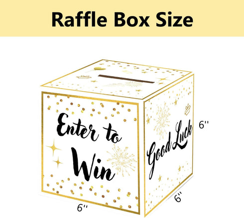 Raffle Box with 100 Raffle Tickets Gold Ballot Box with Slot Enter to Win Cards Suggestion Box Donation Box Collection Box...