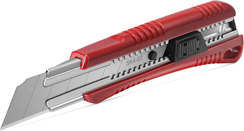 HAUTMEC 25mm Extra Heavy-Duty Utility Knife, Snap-off Retractable Box Cutter with 3pcs Sharp Blades, Auto-lock Mechanism, Sturdy Body HT0080-KN...