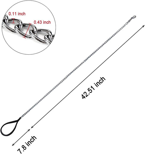 Mogoko 4ft Metal Dog Leash, Heavy Duty Chew Proof Pet Leash Chain with Padded Handle for Outdoor Training Black...