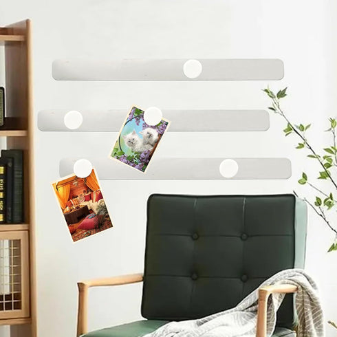 Magnetic Board Frameless Stainless Iron Strips, Magnetic Strips with Adhesive Backing Magnet Board Magnetic Bulletin Bar Board Memo Board with 10 ...