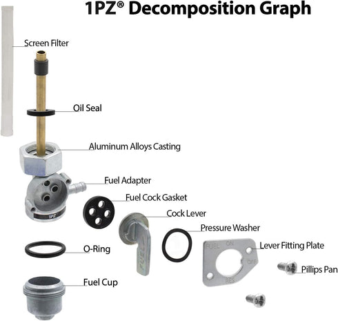 1PZ HX3-P02 Fuel Valve Petcock Switch Shut Off Replacement for Honda TRX 300 TRX300FW Fourtrax 1988 1989 1990 1991 1992 1993 1994 1995 1996 1997 1...