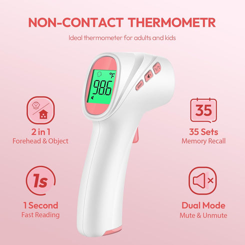 No-Touch Forehead Thermometer, Infrared Digital Thermometer for Adults, Kids & Babies, LCD Backlight Display, Fever Alarm and 1s Instant Reading -...